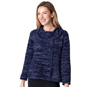 Habitat Button Cowl Neck Blue Chenille Soft Knit Pullover Sweater S